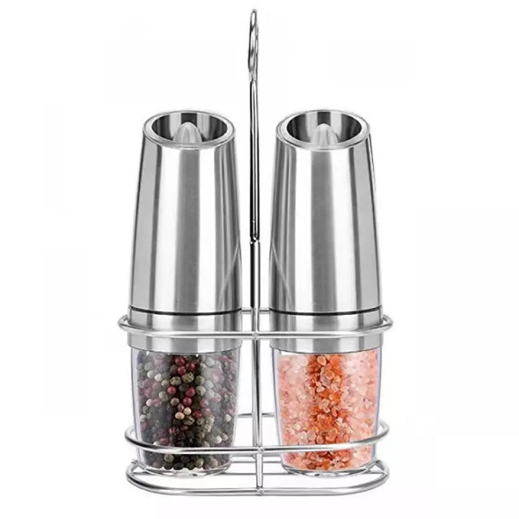 Battery Powered Stainless Silver Automatic Salt & Pepper Grinder Set