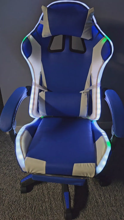 Gaming Chair With LED Lighting Surround Sound Bluetooth and Footrest