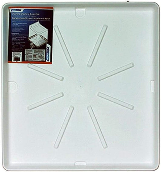 Camco Drain Pan w/PVC Fitting 32" OD x 30", Collects Water Leakage from Underneath Washing Machine and Prevents Floor Damage-White (20752), 30" x 32"