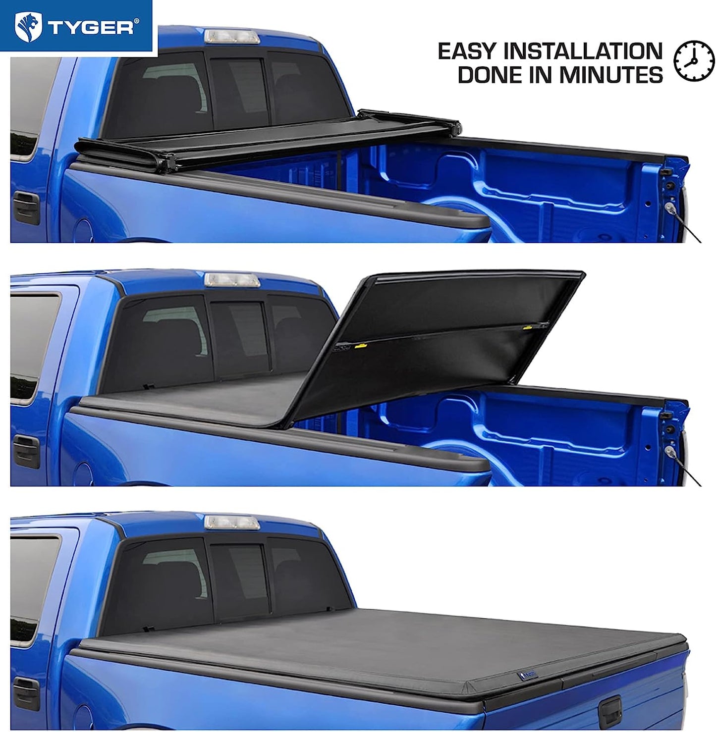 Tyger Auto T3 Soft Tri-fold Truck Bed Tonneau Cover Compatible with 2015-2024 Ford F-150 | 6.5' (79") Bed | TG-BC3F1042