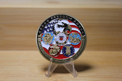 All Branches of the USA Military Challenge Coin Floating Display Case